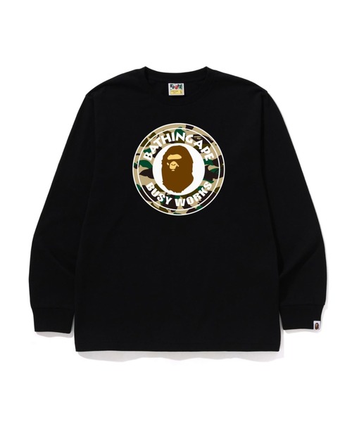 A BATHING APE(アベイシングエイプ)の「1ST CAMO BUSY WORKS LS TEE(Tシャツ/カットソー・メンズ・ホワイト×グリーン/ブラック×グリーン/ホワイト×イエロー/ブラック×イエロー・MEDIUM/LARGE/X-LARGE/XX-LARGE/SMALL/XXX-LARGE)」の1枚目の写真