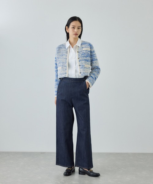 ROPE'（ロペ）の「ツイードニットショート丈カーディガン/イージーケア（カーディガン/ボレロ・レディース・キナリ/ブルー・FREE）」の3枚目の写真