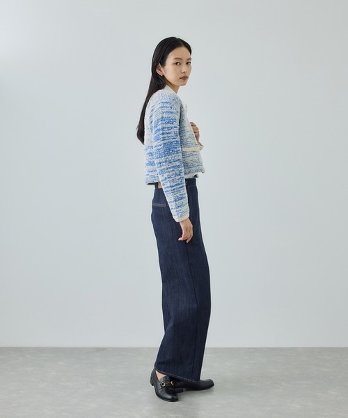 ROPE'（ロペ）の「ツイードニットショート丈カーディガン/イージーケア（カーディガン/ボレロ・レディース・キナリ/ブルー・FREE）」の4枚目の写真