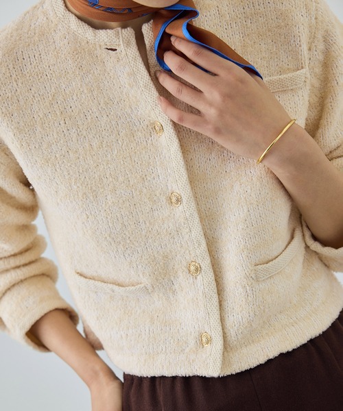 ROPE'（ロペ）の「ツイードニットショート丈カーディガン/イージーケア（カーディガン/ボレロ・レディース・キナリ/ブルー・FREE）」の8枚目の写真