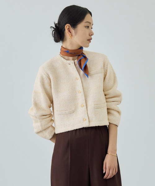 ROPE'（ロペ）の「ツイードニットショート丈カーディガン/イージーケア（カーディガン/ボレロ・レディース・キナリ/ブルー・FREE）」の9枚目の写真