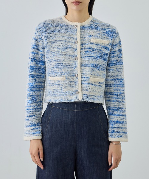 ROPE'（ロペ）の「ツイードニットショート丈カーディガン/イージーケア（カーディガン/ボレロ・レディース・キナリ/ブルー・FREE）」の11枚目の写真