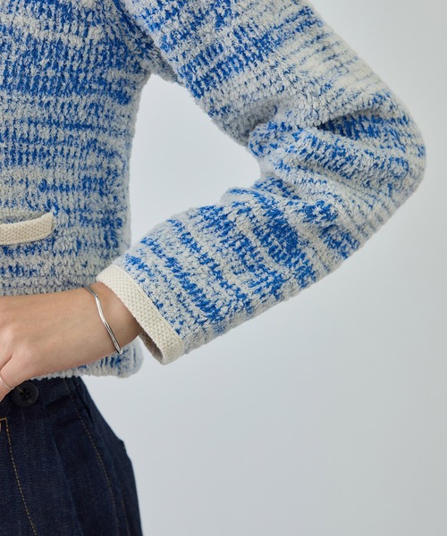 ROPE'（ロペ）の「ツイードニットショート丈カーディガン/イージーケア（カーディガン/ボレロ・レディース・キナリ/ブルー・FREE）」の16枚目の写真