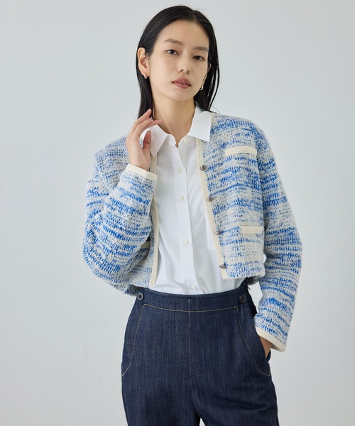 ROPE'（ロペ）の「ツイードニットショート丈カーディガン/イージーケア（カーディガン/ボレロ・レディース・キナリ/ブルー・FREE）」の22枚目の写真