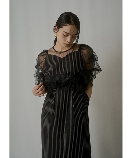 LE'RURE(リルアー)の「Fluffy stripe bustier set dress(ドレス・レディース・グレー/ベージュ/ブラック・SMALL/M-Long/MEDIUM)」の20枚目の写真
