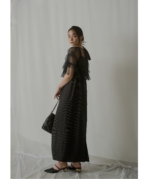 LE'RURE(リルアー)の「Fluffy stripe bustier set dress(ドレス・レディース・グレー/ベージュ/ブラック・SMALL/M-Long/MEDIUM)」の19枚目の写真