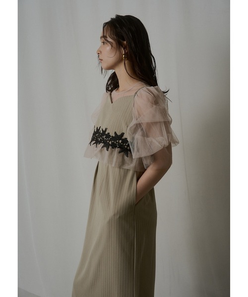 LE'RURE(リルアー)の「Fluffy stripe bustier set dress(ドレス・レディース・グレー/ベージュ/ブラック・SMALL/M-Long/MEDIUM)」の13枚目の写真