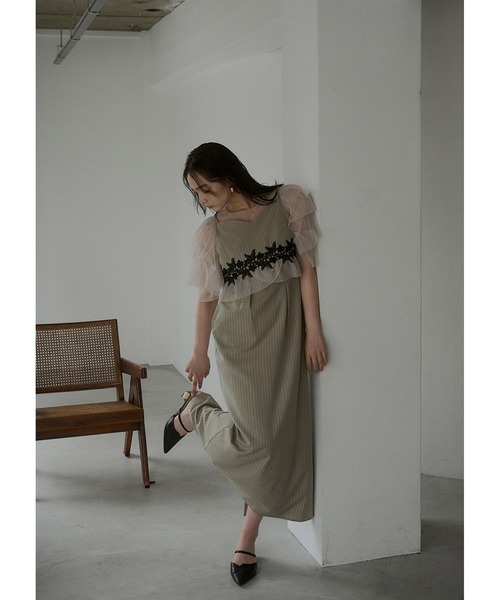 LE'RURE(リルアー)の「Fluffy stripe bustier set dress(ドレス・レディース・グレー/ベージュ/ブラック・SMALL/M-Long/MEDIUM)」の15枚目の写真