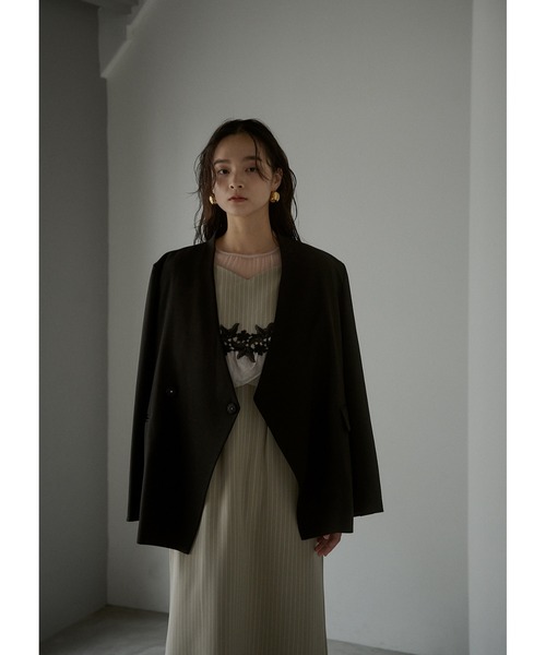 LE'RURE(リルアー)の「Fluffy stripe bustier set dress(ドレス・レディース・グレー/ベージュ/ブラック・SMALL/M-Long/MEDIUM)」の6枚目の写真