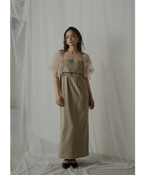 LE'RURE(リルアー)の「Fluffy stripe bustier set dress(ドレス・レディース・グレー/ベージュ/ブラック・SMALL/M-Long/MEDIUM)」の7枚目の写真