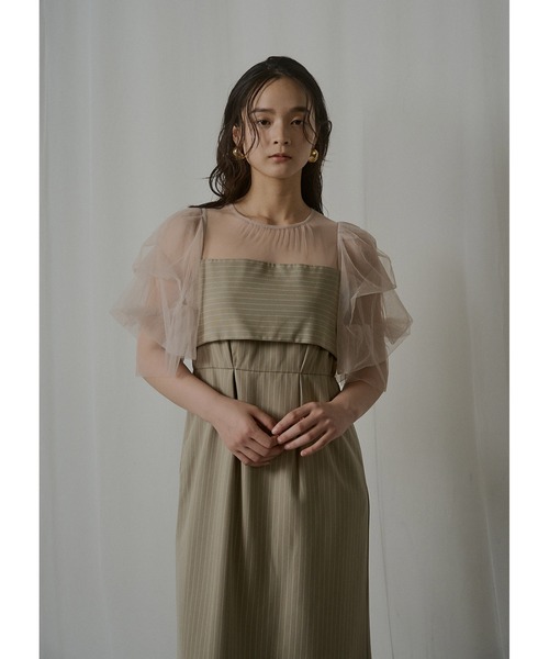 LE'RURE(リルアー)の「Fluffy stripe bustier set dress(ドレス・レディース・グレー/ベージュ/ブラック・SMALL/M-Long/MEDIUM)」の8枚目の写真