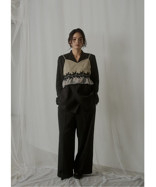 LE'RURE(リルアー)の「Fluffy stripe bustier set dress(ドレス・レディース・グレー/ベージュ/ブラック・SMALL/M-Long/MEDIUM)」の9枚目の写真