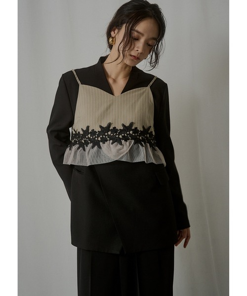 LE'RURE(リルアー)の「Fluffy stripe bustier set dress(ドレス・レディース・グレー/ベージュ/ブラック・SMALL/M-Long/MEDIUM)」の10枚目の写真