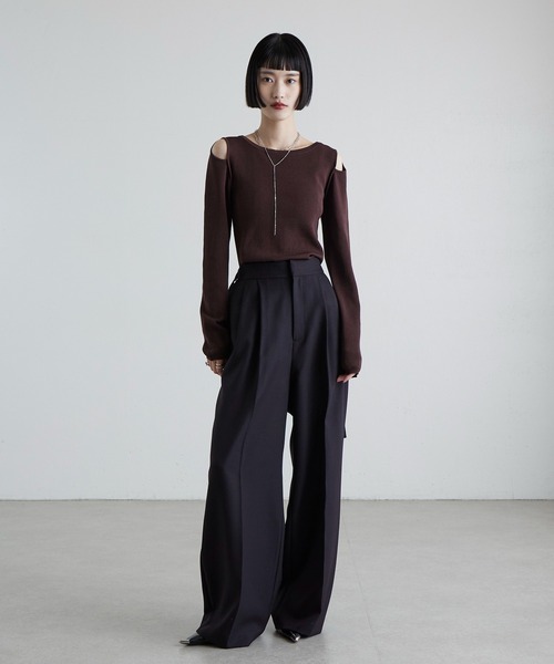 Lui's（ルイス）の「脇ベルトデザイン2タックパンツ（スラックス・レディース・グレー/ブラック/ブラウン・36/38）」の15枚目の写真