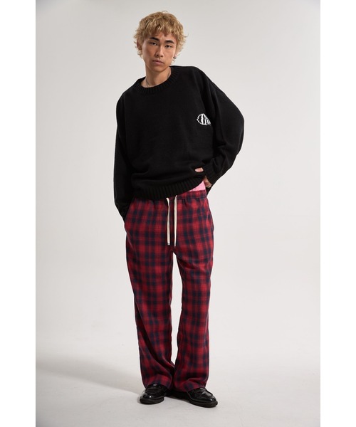 CREO STORE(クレオストア)の「【IAMU】Drawstring Checked Pants チェックイージーパンツ(ユニセックス)(その他パンツ・レディース・レッド/ブラック・FREE)」の1枚目の写真
