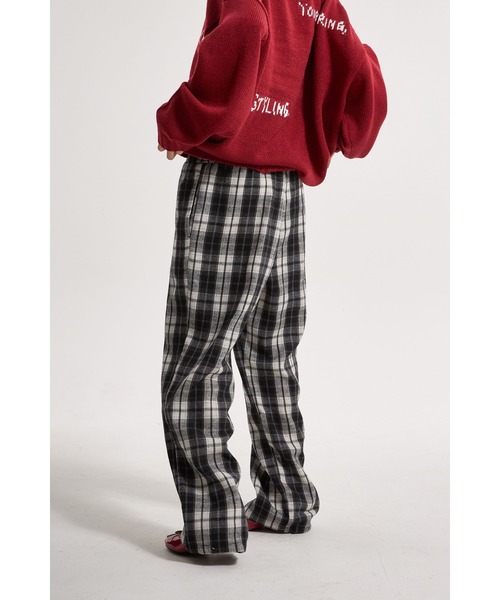 CREO STORE(クレオストア)の「【IAMU】Drawstring Checked Pants チェックイージーパンツ(ユニセックス)(その他パンツ・レディース・レッド/ブラック・FREE)」の3枚目の写真