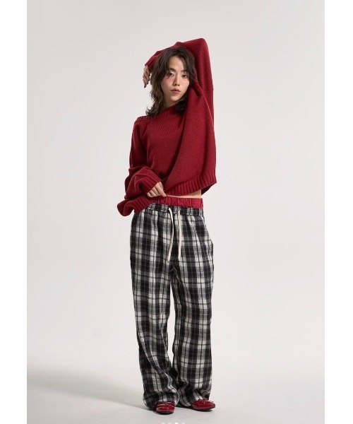 CREO STORE(クレオストア)の「【IAMU】Drawstring Checked Pants チェックイージーパンツ(ユニセックス)(その他パンツ・レディース・レッド/ブラック・FREE)」の10枚目の写真
