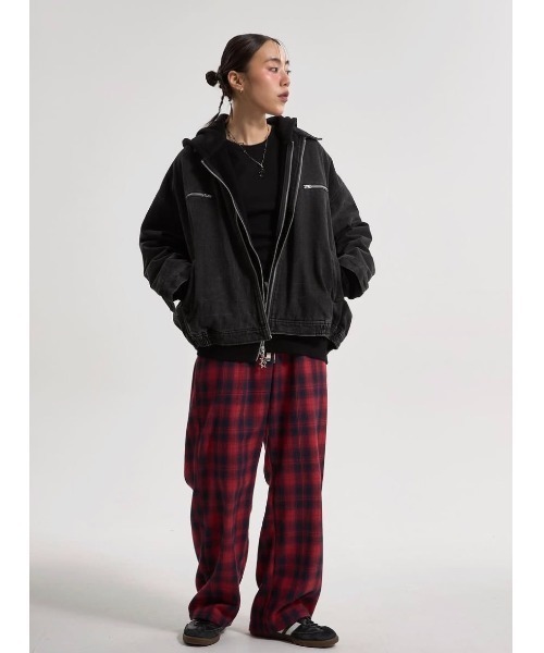 CREO STORE（クレオストア）の「【IAMU】Drawstring Checked Pants　チェックイージーパンツ（ユニセックス）（その他パンツ・レディース・レッド/ブラック・FREE）」の7枚目の写真