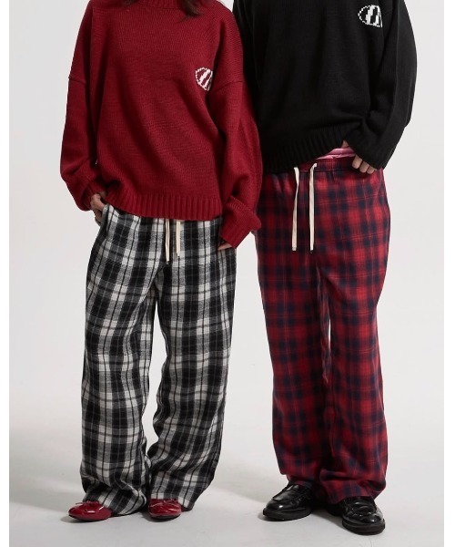 CREO STORE（クレオストア）の「【IAMU】Drawstring Checked Pants　チェックイージーパンツ（ユニセックス）（その他パンツ・レディース・レッド/ブラック・FREE）」の11枚目の写真