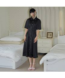 ILLUSTRIS ILLUSION（イルストリスイルージョン）の「ブラックシルキー クロスシャツワンピース（ワンピース）」