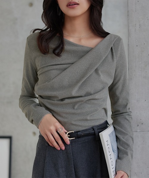 KOBE LETTUCE（コウベレタス）の「[ 裏微起毛 ] ドレープトップス（Tシャツ/カットソー・レディース・ブラック/ブラウン/オフホワイト/チャコール/アイボリー系・M）」の20枚目の写真