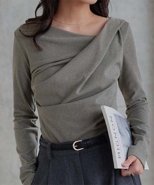 KOBE LETTUCE（コウベレタス）の「[ 裏微起毛 ] ドレープトップス（Tシャツ/カットソー・レディース・ブラック/ブラウン/オフホワイト/チャコール/アイボリー系・M）」の22枚目の写真