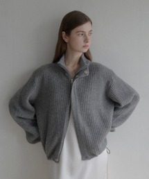 LENAV（ルナブ）の「エシー カシミヤ ハーフニット ジップアップ(グレー)（カーディガン/ボレロ）」