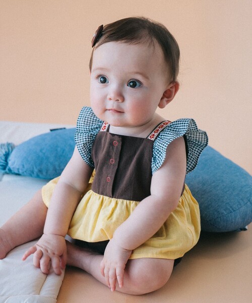 こども ビームス（コドモビームス）の「ベビー チロリアン ロンパース 2026SS（70～80cm）（ロンパース・キッズ・ピンク/ブラウン・80/70）」の3枚目の写真