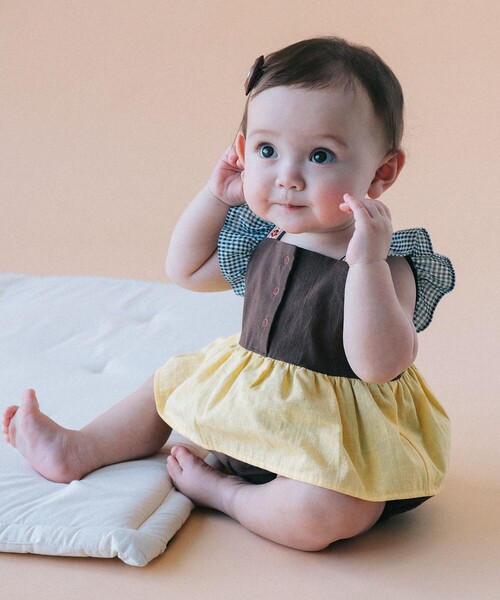 こども ビームス（コドモビームス）の「ベビー チロリアン ロンパース 2026SS（70～80cm）（ロンパース・キッズ・ピンク/ブラウン・80/70）」の4枚目の写真