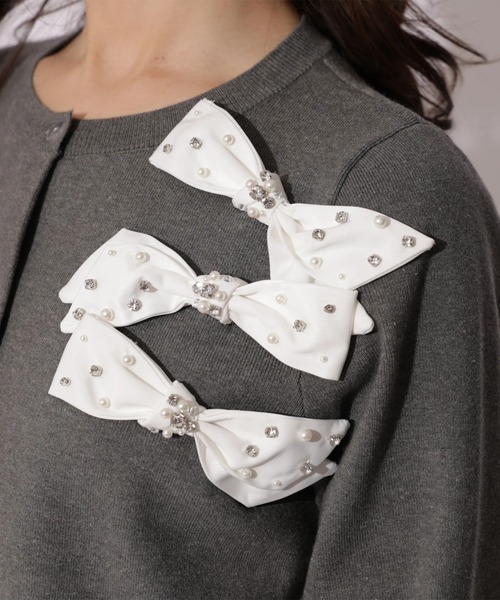 Apuweiser-riche（アプワイザーリッシェ）の「スプリングリボンビジューニットカーディガン（ニット/セーター・レディース・ピンクベージュ/グレー/ホワイト・2）」の13枚目の写真