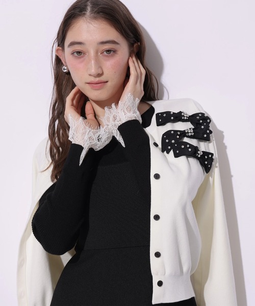 Apuweiser-riche（アプワイザーリッシェ）の「スプリングリボンビジューニットカーディガン（ニット/セーター・レディース・ピンクベージュ/グレー/ホワイト・2）」の19枚目の写真