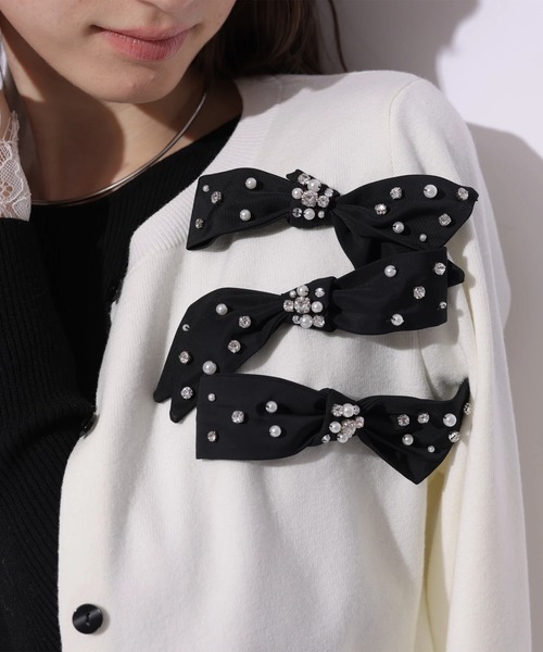 Apuweiser-riche（アプワイザーリッシェ）の「スプリングリボンビジューニットカーディガン（ニット/セーター・レディース・ピンクベージュ/グレー/ホワイト・2）」の20枚目の写真