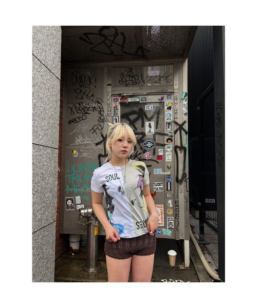 セール】ミッキー&ミニー アシンメトリー カラーブロック Tシャツ