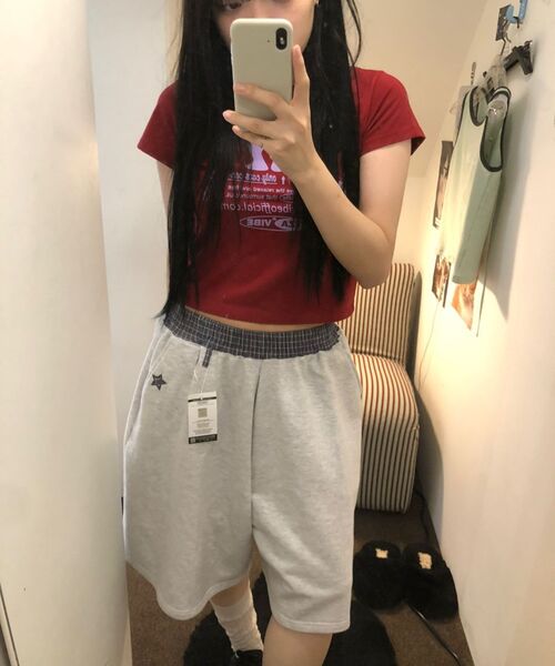 ITZAVIBE（イッザバイブ）の「CHECK BANDING BERMUDA PANTS - LIGHT GRAY（その他パンツ・レディース・その他・ONE SIZE）」の14枚目の写真