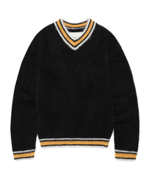 SHAGGY V NECK SWEATER BLACK