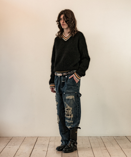 THEVINYLHOUSE(ザバイニルハウス)の「SHAGGY V NECK SWEATER BLACK(ニット/セーター・メンズ・その他・S/M/L)」の4枚目の写真