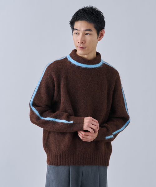 B.C STOCK（ベーセーストック）の「アルパカミックスシャギータートル（ニット/セーター・メンズ・ブラウン/ネイビー/レッド・MEDIUM/LARGE）」の2枚目の写真