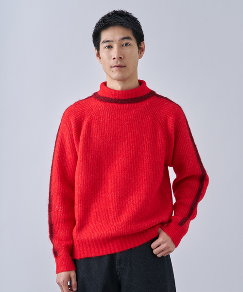 B.C STOCK（ベーセーストック）の「アルパカミックスシャギータートル（ニット/セーター・メンズ・ブラウン/ネイビー/レッド・MEDIUM/LARGE）」の3枚目の写真
