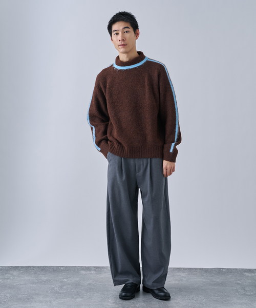 B.C STOCK（ベーセーストック）の「アルパカミックスシャギータートル（ニット/セーター・メンズ・ブラウン/ネイビー/レッド・MEDIUM/LARGE）」の4枚目の写真