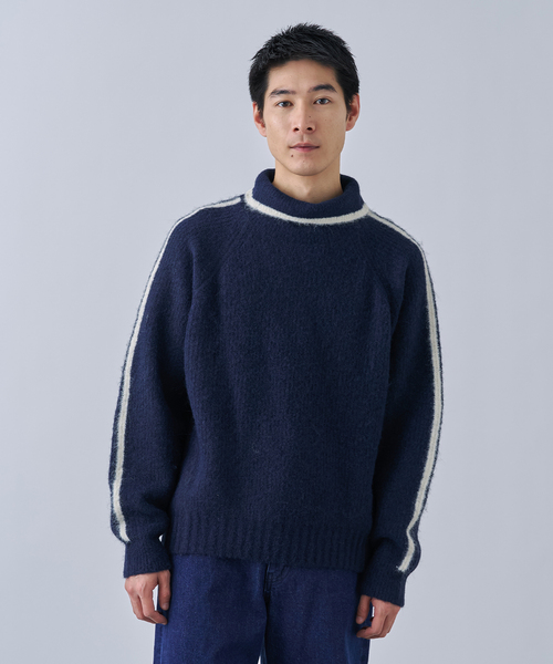 B.C STOCK（ベーセーストック）の「アルパカミックスシャギータートル（ニット/セーター・メンズ・ブラウン/ネイビー/レッド・MEDIUM/LARGE）」の9枚目の写真