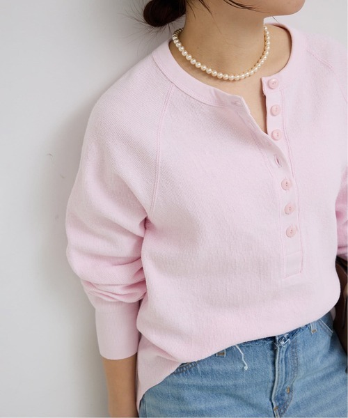 SLOBE IENA（スローブイエナ）の「《WEB限定カラー有り/追加》Wフェイスジャージヘンリープルオーバー（Tシャツ/カットソー・レディース・ピンク系その他/ライトグレー/ベージュ/ネイビー・FREE）」の4枚目の写真