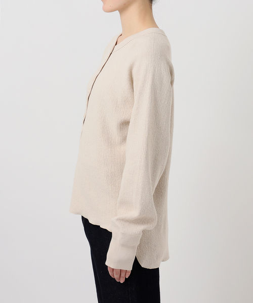 SLOBE IENA（スローブイエナ）の「《WEB限定カラー有り/追加》Wフェイスジャージヘンリープルオーバー（Tシャツ/カットソー・レディース・ピンク系その他/ライトグレー/ベージュ/ネイビー・FREE）」の10枚目の写真