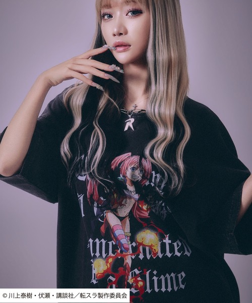 Salong hameu（サロン ハミュー）の「転生したらスライムだった件 キャラクタープリント ビッグシルエットTシャツ/リムル・ミリム・ディアブロ・オクトグラム（Tシャツ/カットソー・メンズ・ホワイト/ホワイト系その他/ホワイト系その他3/ブラック/ブラック系その他2/ブラック系その他/ホワイト系その他2/ブラック系その他3・M/L）」の6枚目の写真