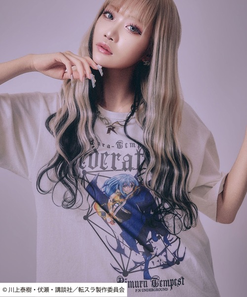 Salong hameu（サロン ハミュー）の「転生したらスライムだった件 キャラクタープリント ビッグシルエットTシャツ/リムル・ミリム・ディアブロ・オクトグラム（Tシャツ/カットソー・メンズ・ホワイト/ホワイト系その他/ホワイト系その他3/ブラック/ブラック系その他2/ブラック系その他/ホワイト系その他2/ブラック系その他3・M/L）」の2枚目の写真