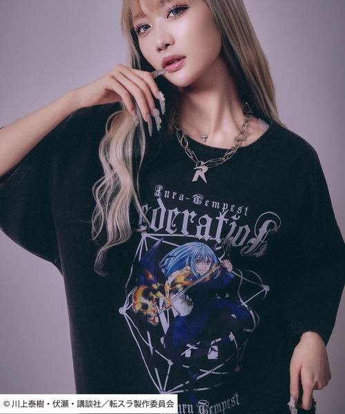 Salong hameu（サロン ハミュー）の「転生したらスライムだった件 キャラクタープリント ビッグシルエットTシャツ/リムル・ミリム・ディアブロ・オクトグラム（Tシャツ/カットソー・メンズ・ホワイト/ホワイト系その他/ホワイト系その他3/ブラック/ブラック系その他2/ブラック系その他/ホワイト系その他2/ブラック系その他3・M/L）」の5枚目の写真