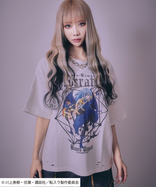 Salong hameu（サロン ハミュー）の「転生したらスライムだった件 キャラクタープリント ビッグシルエットTシャツ/リムル・ミリム・ディアブロ・オクトグラム（Tシャツ/カットソー・メンズ・ホワイト/ホワイト系その他/ホワイト系その他3/ブラック/ブラック系その他2/ブラック系その他/ホワイト系その他2/ブラック系その他3・M/L）」の11枚目の写真