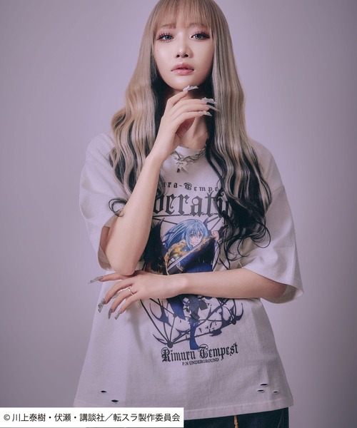 Salong hameu（サロン ハミュー）の「転生したらスライムだった件 キャラクタープリント ビッグシルエットTシャツ/リムル・ミリム・ディアブロ・オクトグラム（Tシャツ/カットソー・メンズ・ホワイト/ホワイト系その他/ホワイト系その他3/ブラック/ブラック系その他2/ブラック系その他/ホワイト系その他2/ブラック系その他3・M/L）」の12枚目の写真