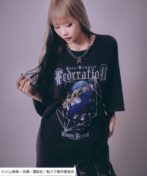 Salong hameu（サロン ハミュー）の「転生したらスライムだった件 キャラクタープリント ビッグシルエットTシャツ/リムル・ミリム・ディアブロ・オクトグラム（Tシャツ/カットソー・メンズ・ホワイト/ホワイト系その他/ホワイト系その他3/ブラック/ブラック系その他2/ブラック系その他/ホワイト系その他2/ブラック系その他3・M/L）」の20枚目の写真