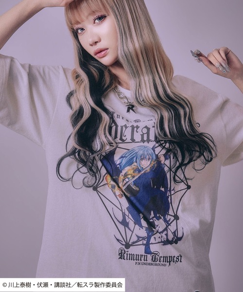 Salong hameu（サロン ハミュー）の「転生したらスライムだった件 キャラクタープリント ビッグシルエットTシャツ/リムル・ミリム・ディアブロ・オクトグラム（Tシャツ/カットソー・メンズ・ホワイト/ホワイト系その他/ホワイト系その他3/ブラック/ブラック系その他2/ブラック系その他/ホワイト系その他2/ブラック系その他3・M/L）」の9枚目の写真