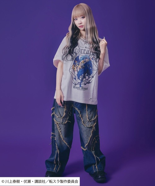 Salong hameu（サロン ハミュー）の「転生したらスライムだった件 キャラクタープリント ビッグシルエットTシャツ/リムル・ミリム・ディアブロ・オクトグラム（Tシャツ/カットソー・メンズ・ホワイト/ホワイト系その他/ホワイト系その他3/ブラック/ブラック系その他2/ブラック系その他/ホワイト系その他2/ブラック系その他3・M/L）」の14枚目の写真